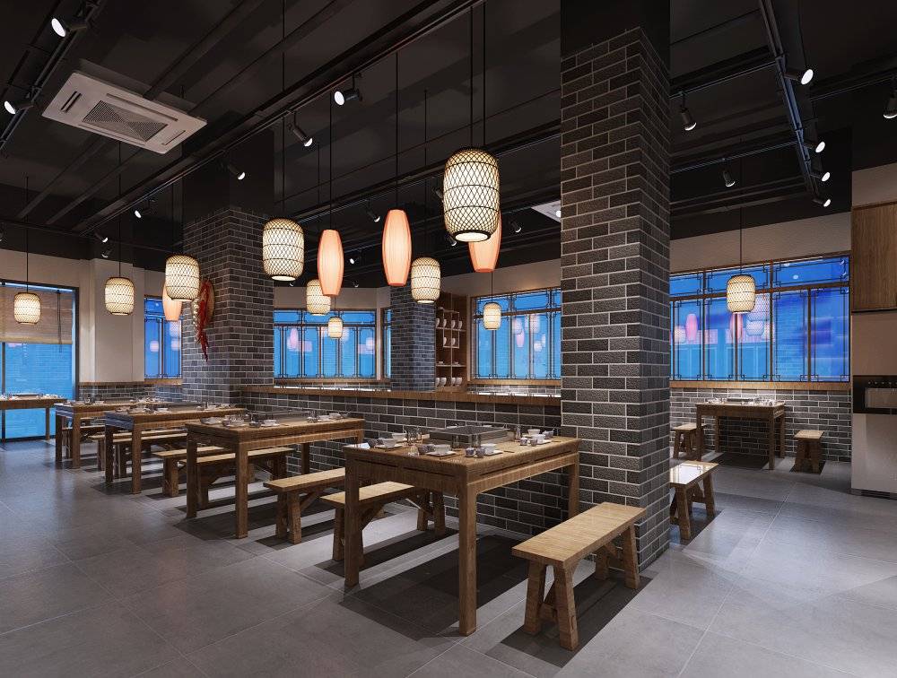 火鍋店裝修效果圖_駝背火鍋裝修效果_化妝品店裝修效果圖片