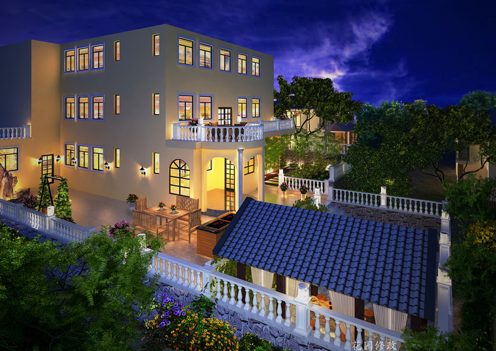 別墅效果圖，復(fù)古中式風(fēng)格，大方清雅溫潤奢華