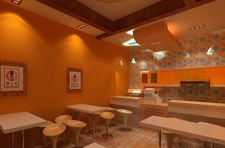 小吃店裝修效果圖_復印店裝修效果_小面積怏餐店裝修效果