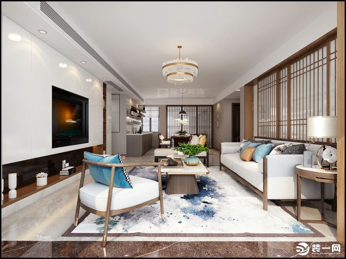 《【摩登4平臺app登錄】桂林星藝裝飾120㎡中式禪意風(fēng)格住宅 仿木瓷磚效果一絕！》