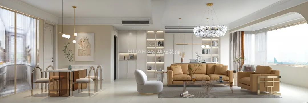 【實(shí)景】中海嶺湖灣126㎡三居室，效果圖高度還原，多圖對(duì)比，愛(ài)上溫柔的輕法式！