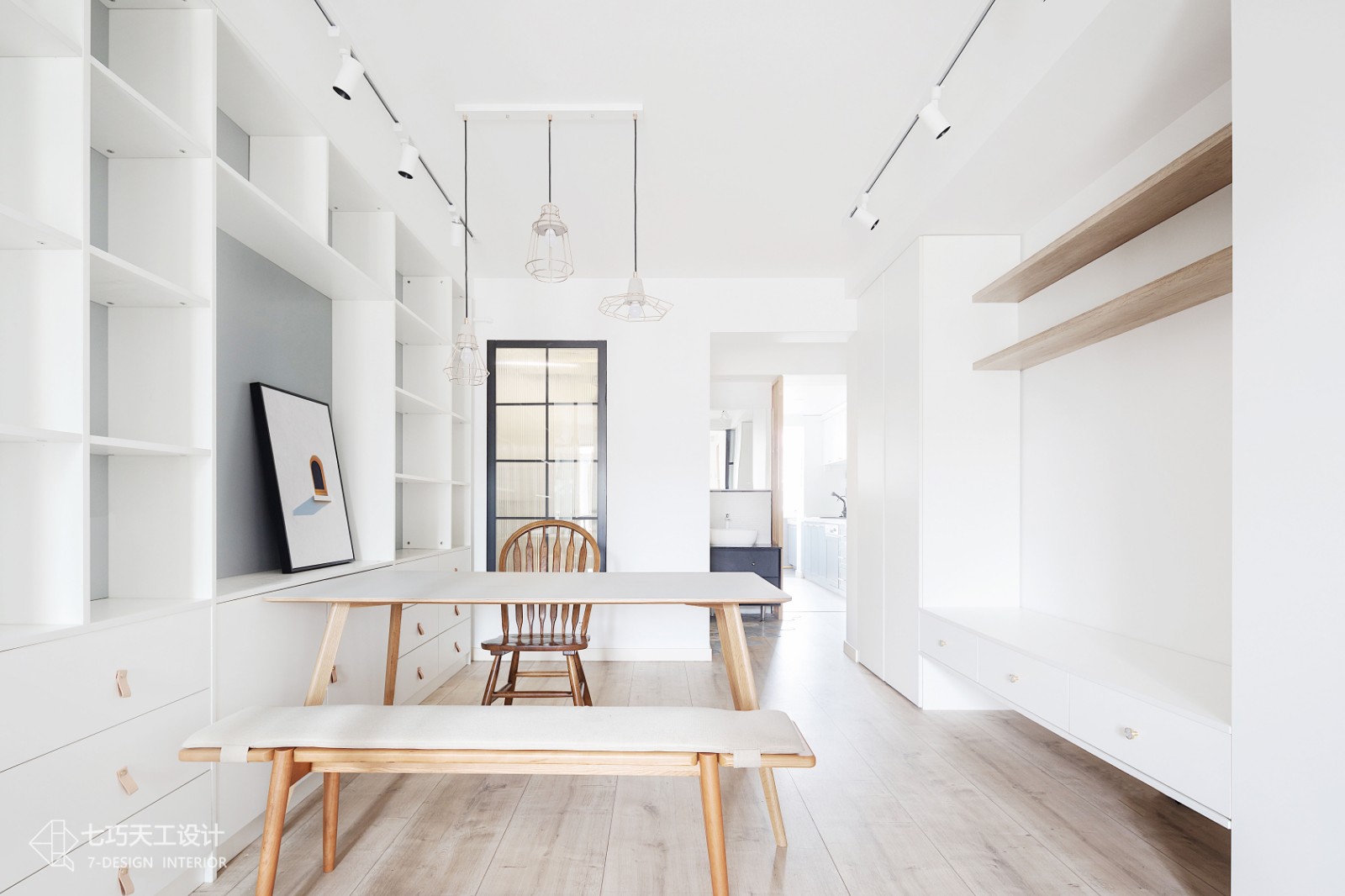 客廳木地板裝修效果圖52㎡極致改造，全屋只留8件家現(xiàn)代簡約客廳設計圖片賞析