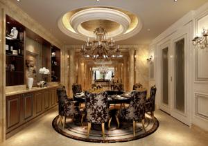 歐式別墅餐廳裝修效果圖,豪華別墅餐廳裝飾,別墅餐廳酒柜,【上海尚層別墅裝飾】?jī)珊恿饔驓W式風(fēng)格咨詢(xún)效果圖，尚層裝飾設(shè)計(jì)師牟丹青作品鑒賞！    				