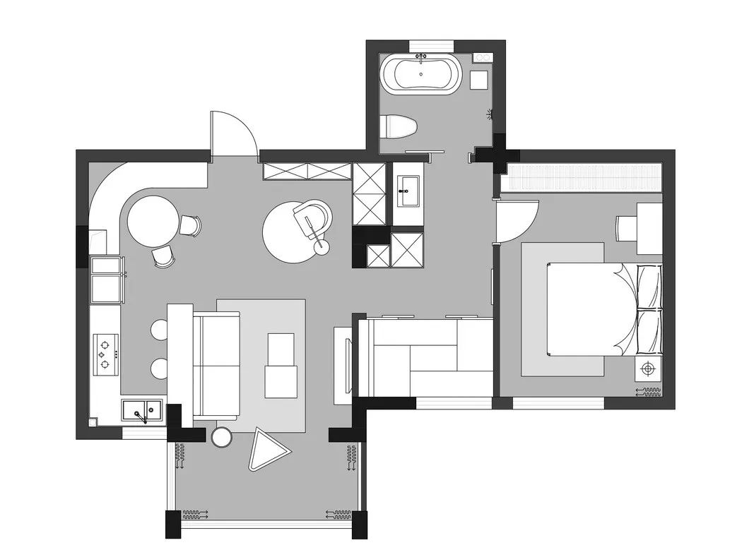 73㎡二居室簡約效果圖，餐廳這樣設計，很實用！