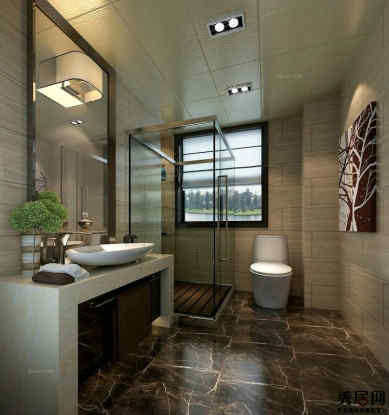 碟子形狀洗手盆待衛(wèi)生間效果圖 米色墻面復式衛(wèi)浴裝修圖