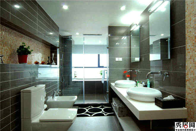 商品房衛(wèi)生間圓形臺上盆裝修效果圖 白色陶瓷圓形臺上盆洗臉盆設計圖