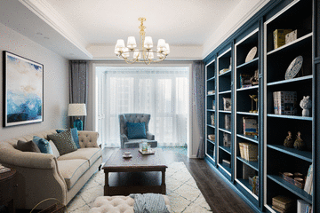 130㎡美式風(fēng)格四居，用一面墻的書柜，給生活以“詩(shī)和遠(yuǎn)方”~