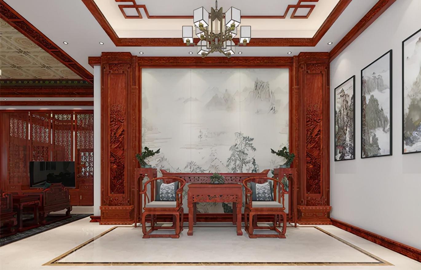 武漢夫妻的215㎡別墅，全屋堅(jiān)持紅木元素，里面的裝修古典又大氣