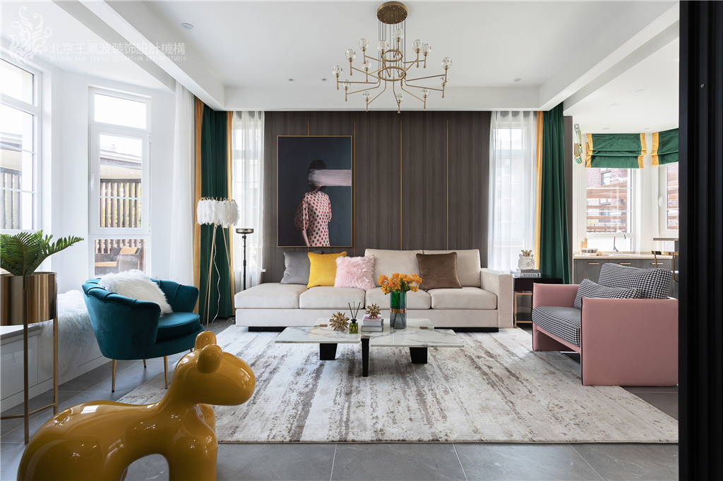 客廳窗簾裝修效果圖現(xiàn)代輕奢風(fēng)格，張家口·觀瀾墅現(xiàn)代簡(jiǎn)約客廳設(shè)計(jì)圖片賞析