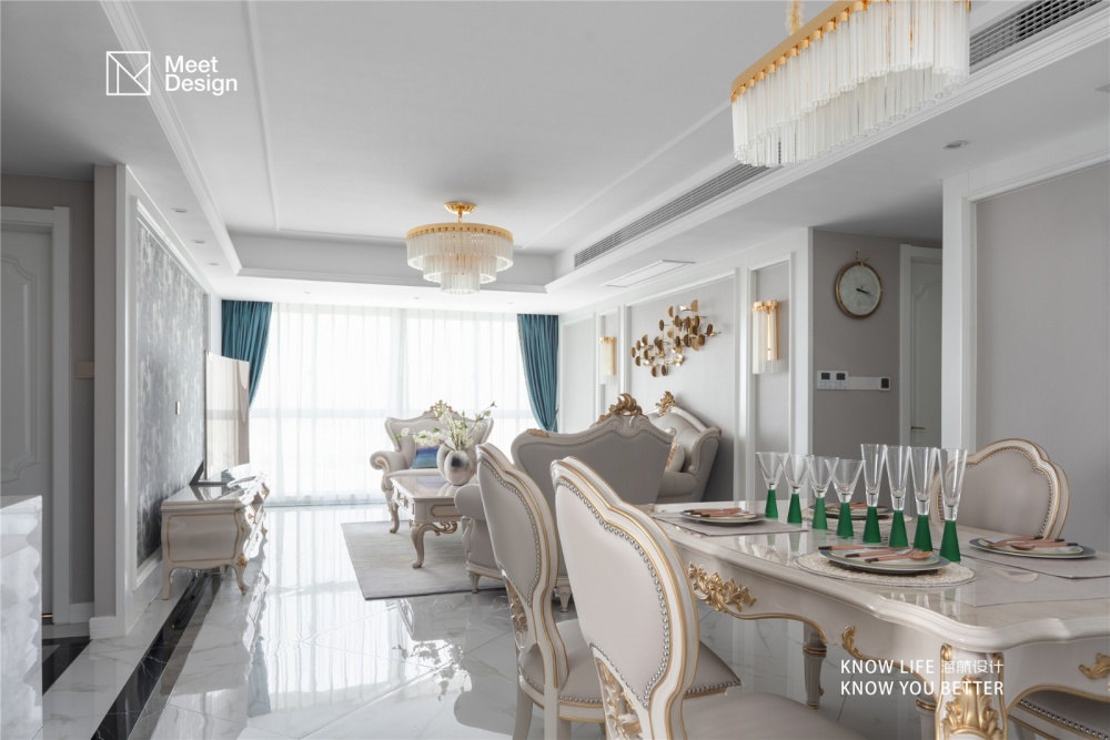 廚房窗簾2裝修效果圖優(yōu)雅歐式，帶你探秘融化在奶油里歐式豪華餐廳設計圖片賞析