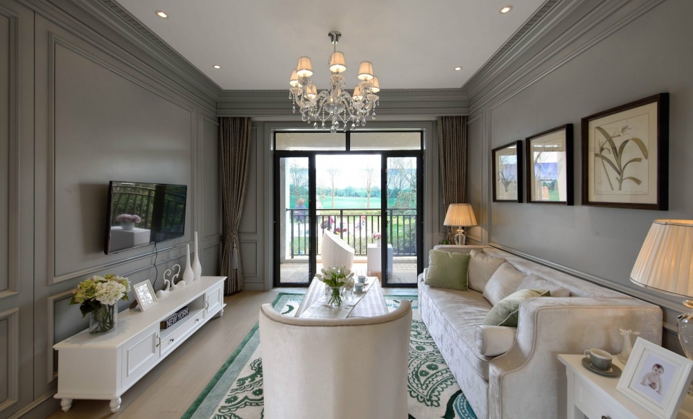客廳窗簾裝修效果圖吉安市房屋裝修設(shè)計(jì)，二手房，套美式經(jīng)典客廳設(shè)計(jì)圖片賞析