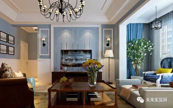 現(xiàn)代美式風(fēng)格裝修效果圖，開(kāi)放式廚房加臥室大飄窗，真羨慕！