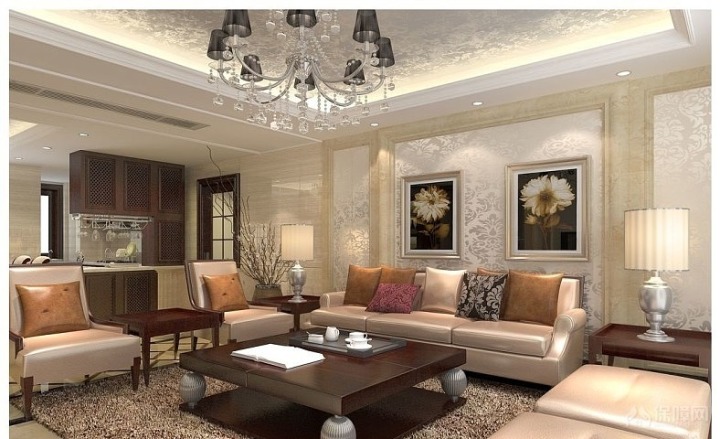 邢臺(tái)塞納春天客廳吊頂裝修設(shè)計(jì)效果圖，讓客廳更有格調(diào)