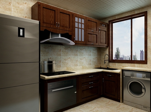 中式廚房裝修效果圖，廚房同樣可以呈現(xiàn)精致