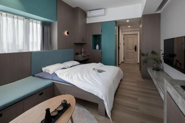 酒店公寓裝修效果圖(35㎡酒店式開間單身公寓，半平米都沒浪費，還裝得很有檔次)(圖15)
