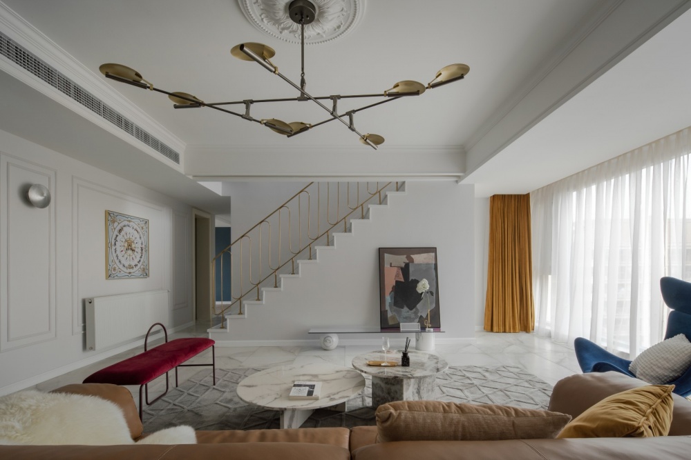 客廳窗簾裝修效果圖城市蒙德里安，律動三居室，做生其他客廳設計圖片賞析